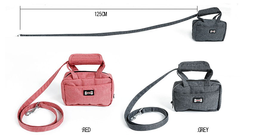 Fashionable Multi-Functional Dog Leash with Treat Bag