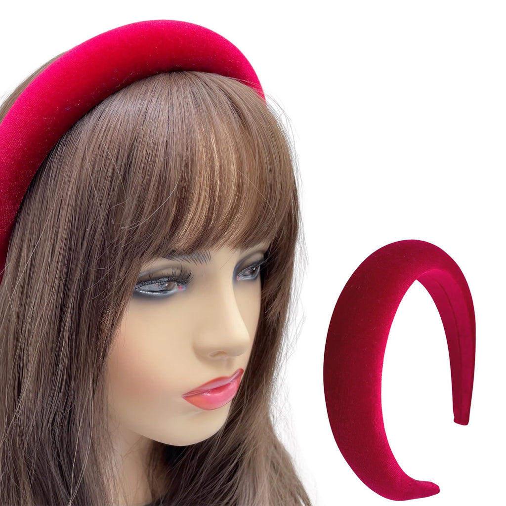 Generic Velvet Padded Headband for Women Girls Simple Classic Alice Headband for Kids Vintage Hairband Trendy Boho Headband (Ruby)