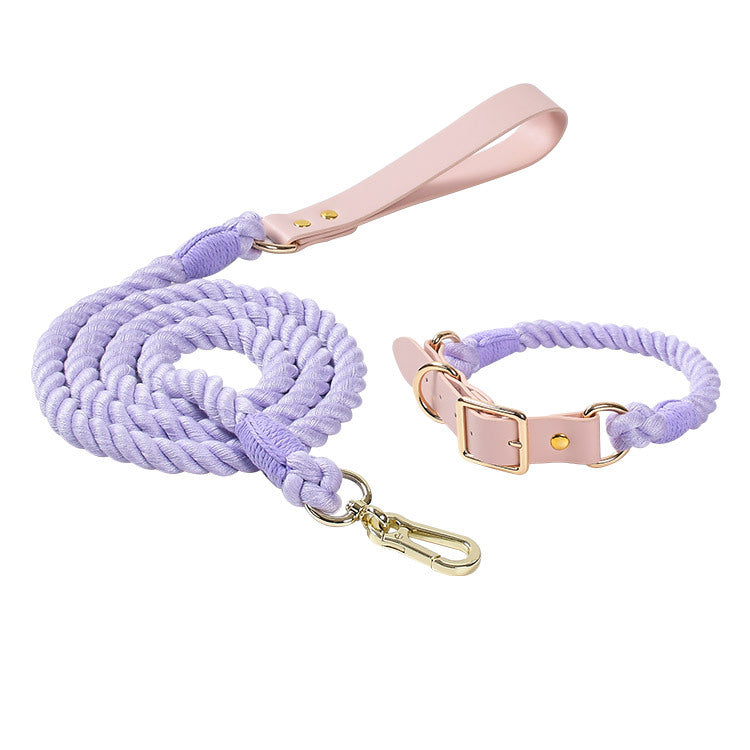 Adjustable Rainbow Traction Rope Collar for Dogs