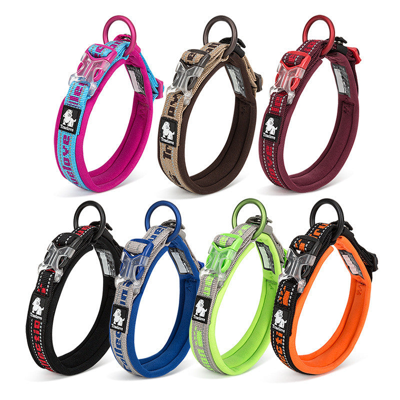 Adjustable Reflective Dog Collar with Soft Diving Fabric
