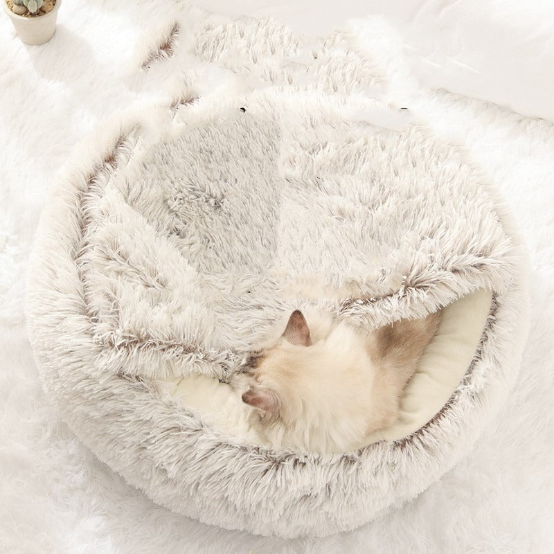Crystal Velvet Semi-Enclosed Cat Bed