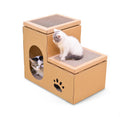 Corrugated Cat House with Two-Tier Scratch Board