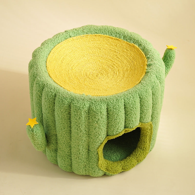 Cactus Cat Scratching Board with Cozy Hideout