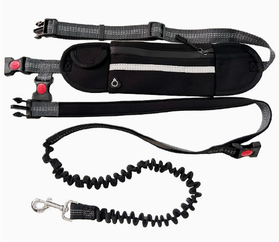Adjustable Hands-Free Dog Running Leash with Pocket