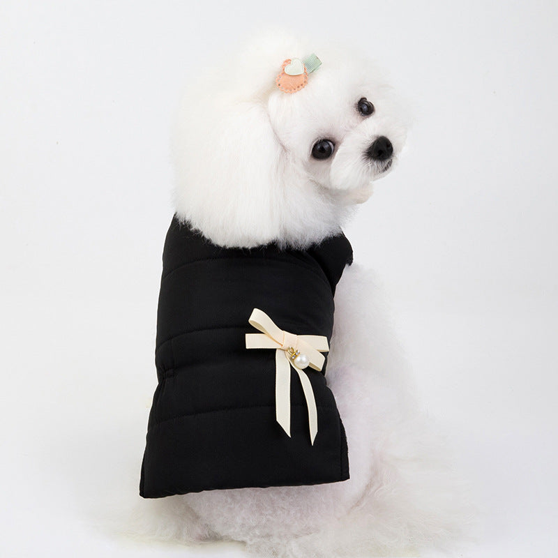Princess Dog Coat with Bow and Fur Collar for Pets