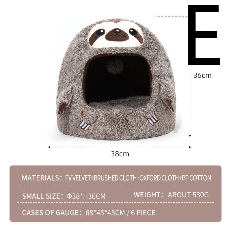 Sloth Pet Nest with Velvet Plush Sofa Design