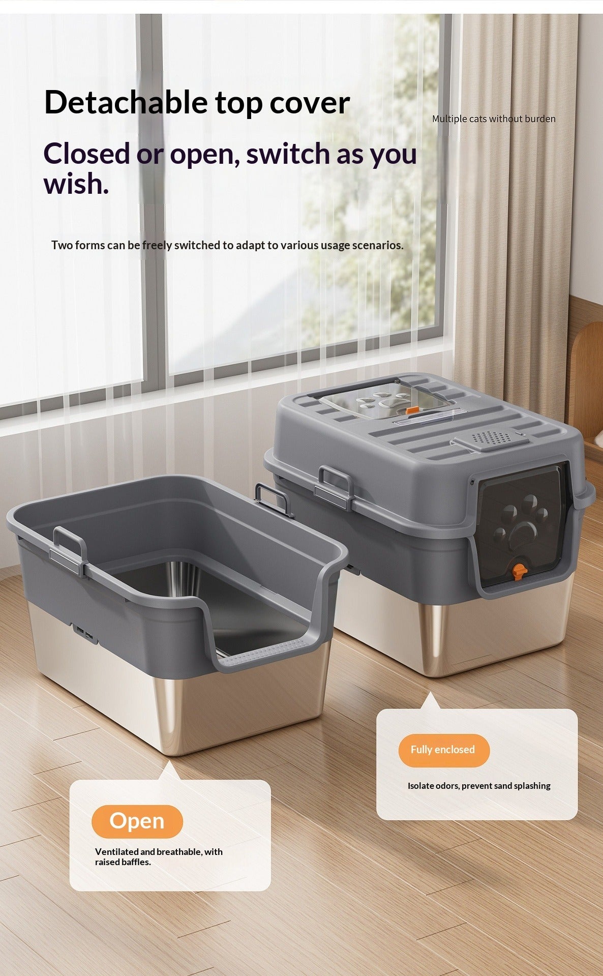 Odor Proof Fully Enclosed Cat Litter Box