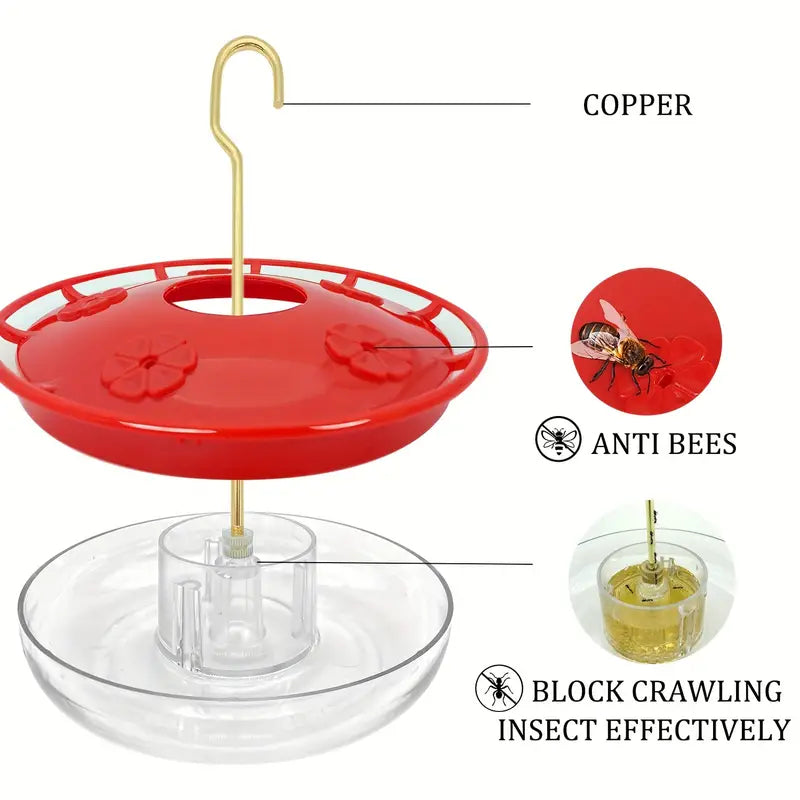 Hummingbird Feeder with 5 Ports and Hanging Hook