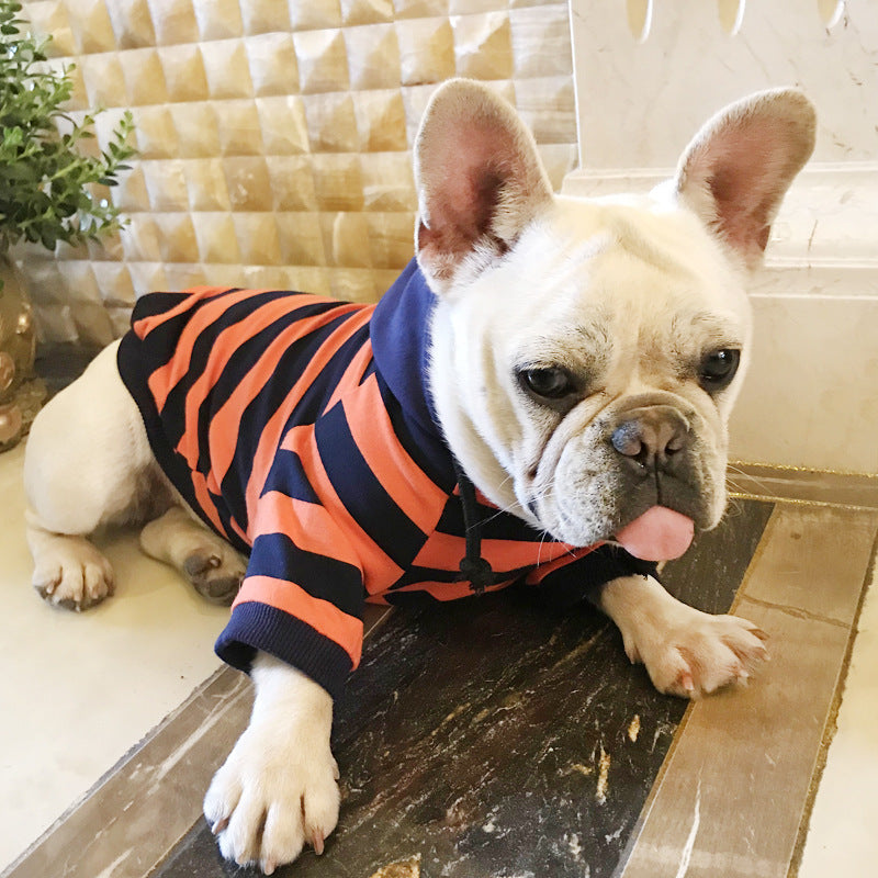 Striped Hooded Pet Clothes for Small Dogs and Cats