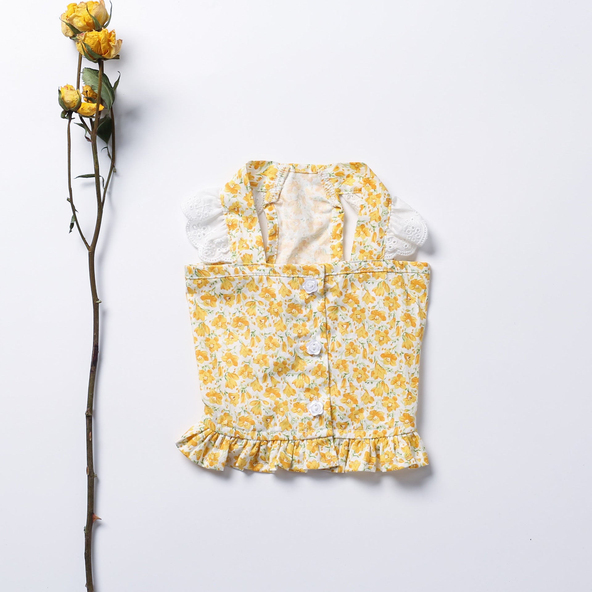 INS Wind Yellow Flowers Bichon Teddy Dog Skirt