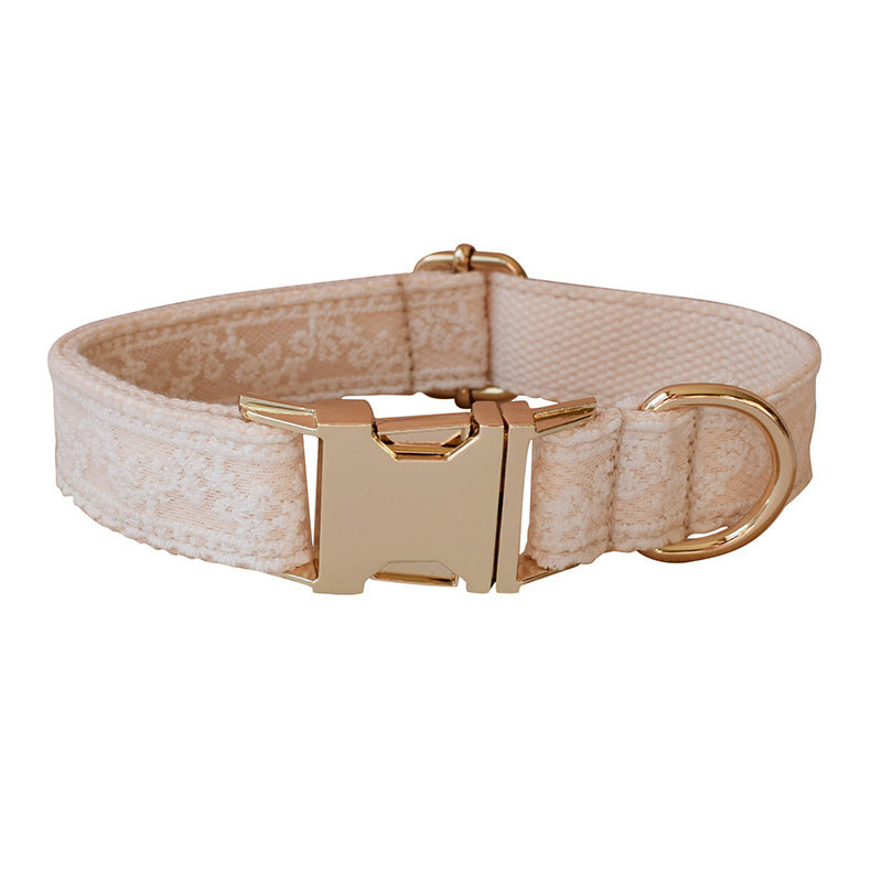Lace Pet Collar with Metal Buckle and Bow Design