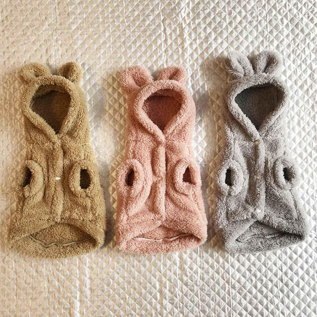 New Bear Ear Hoodie for Teddy Dogs in Solid Color