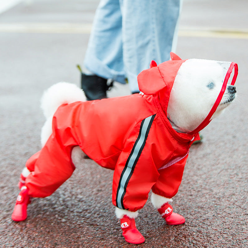 Integrated Chest and Back Raincoat for Dogs