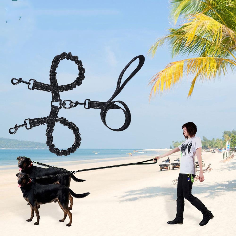 High Elastic Double Head Dog Traction Rope for Two