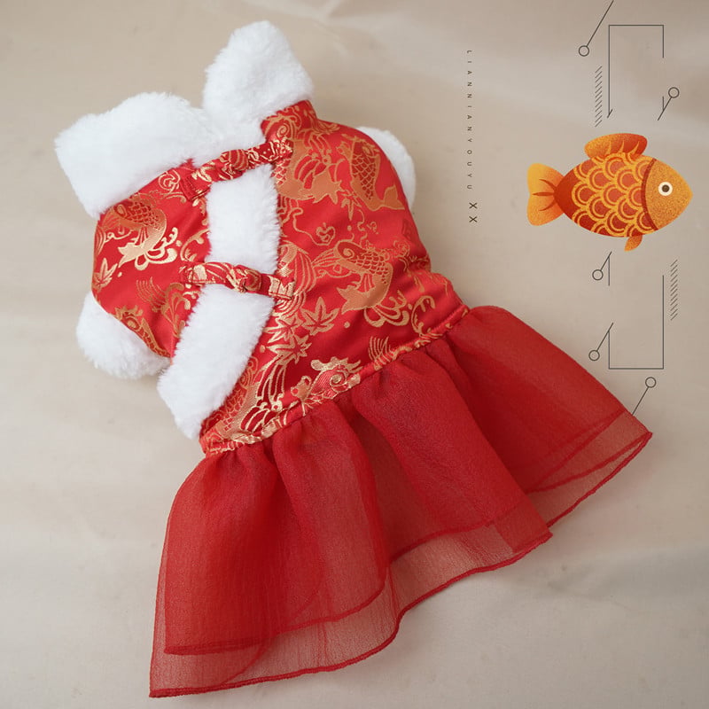 Festive Thick Cotton Warm Skirt for Dogs