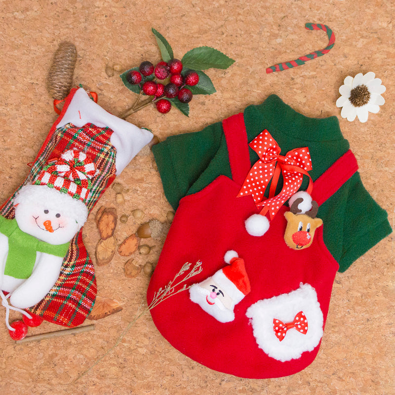 Christmas Plus Velvet Sweater for Small Dogs