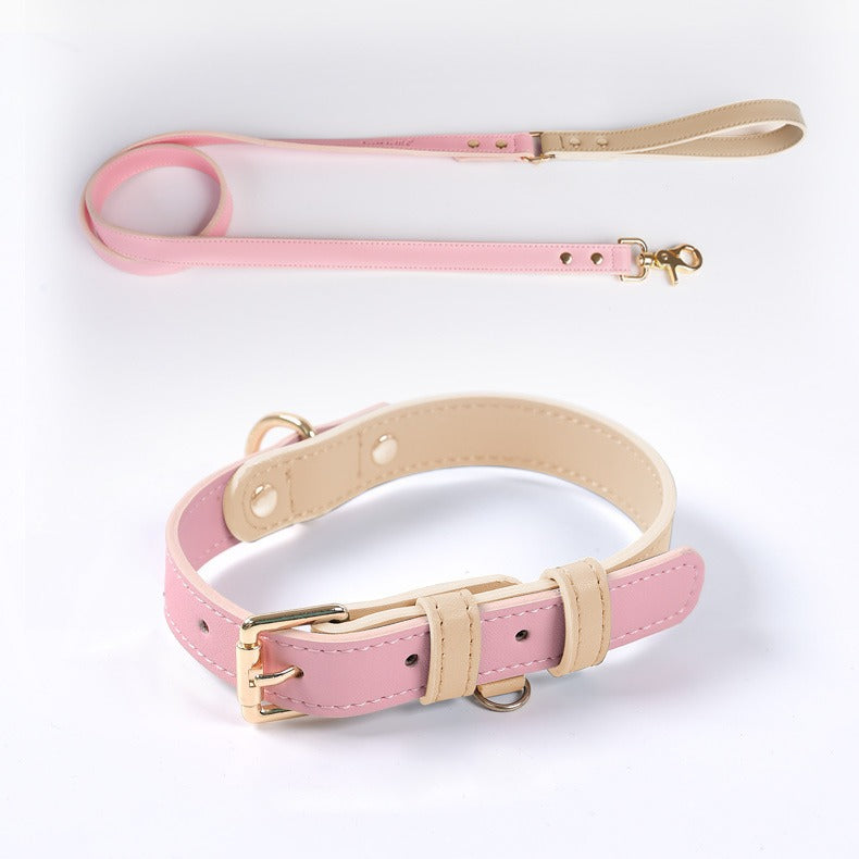 Leather Dog Leash and Collar Set