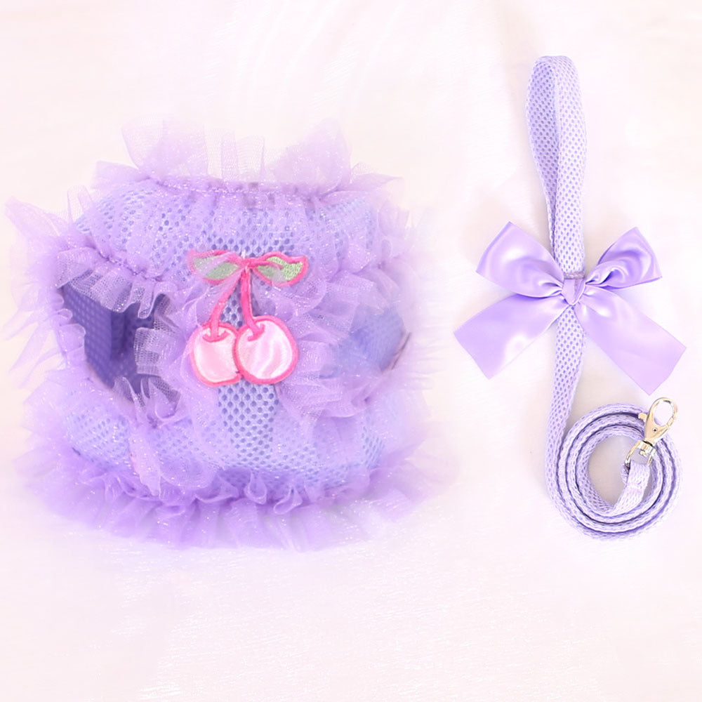 MKO Cute Lace Dog Harness Leash for Pets