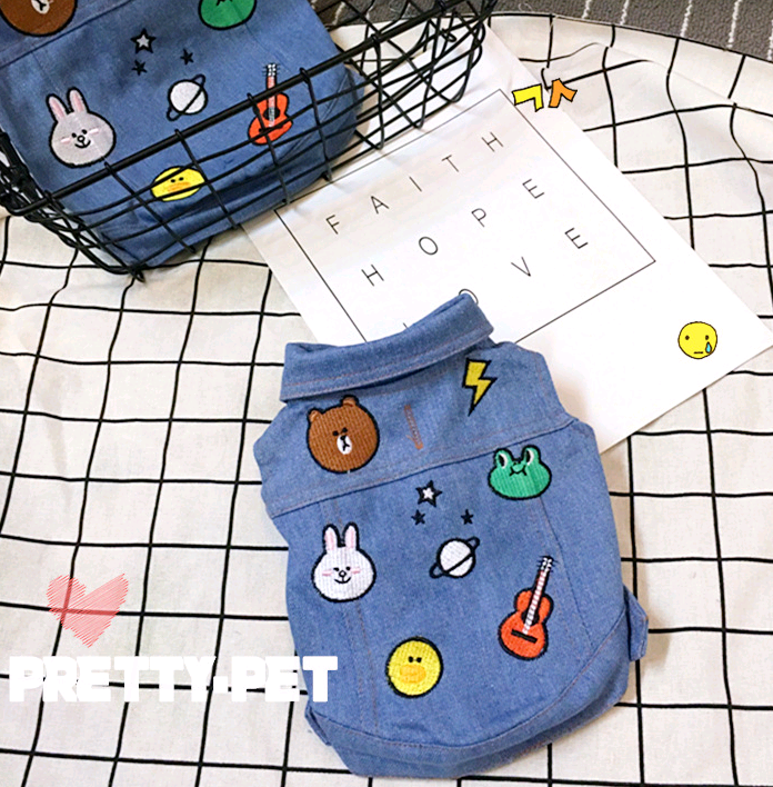 Dog Denim Clothing for Pets - Teddy Bear Vest Shirt