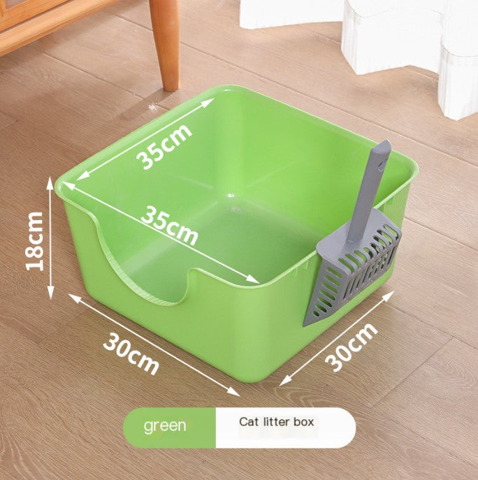 High Cat Litter Box with Square Fence (One Unit)