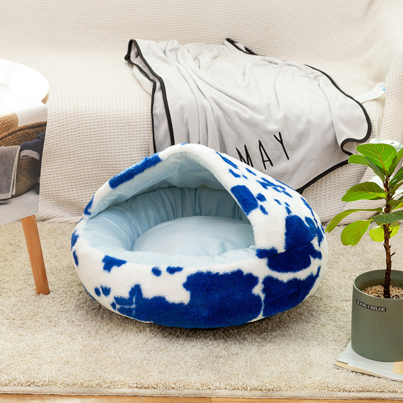 New Semi-Closed Pet Nest with Velvet Material