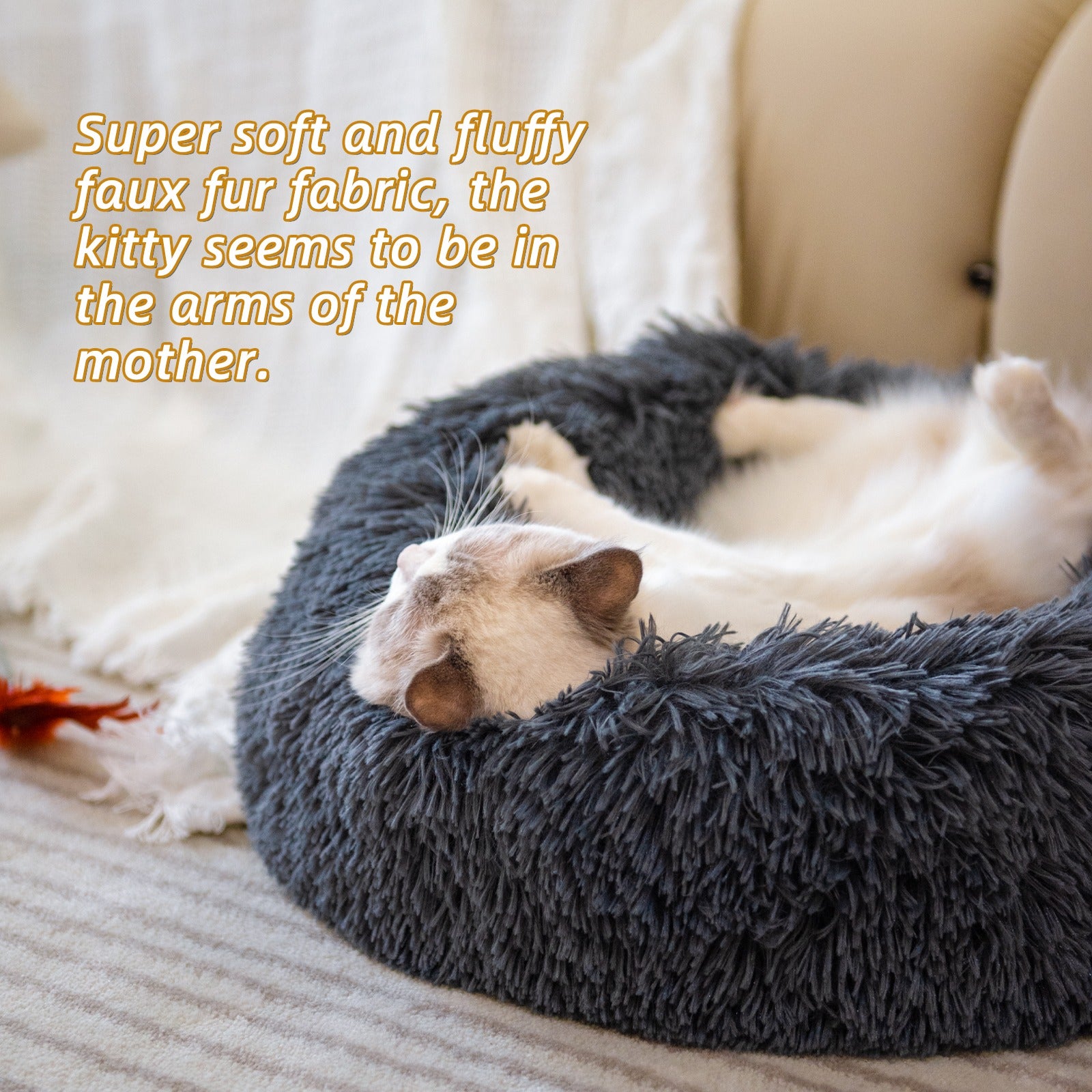 Plush Donut Pet Bed for Small Dogs & Cats