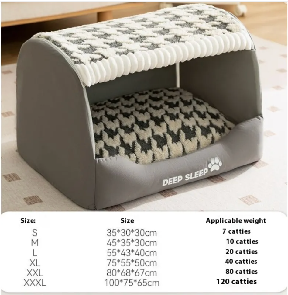 Cozy Bear-Shaped Enclosed Pet Bed for Small Dogs