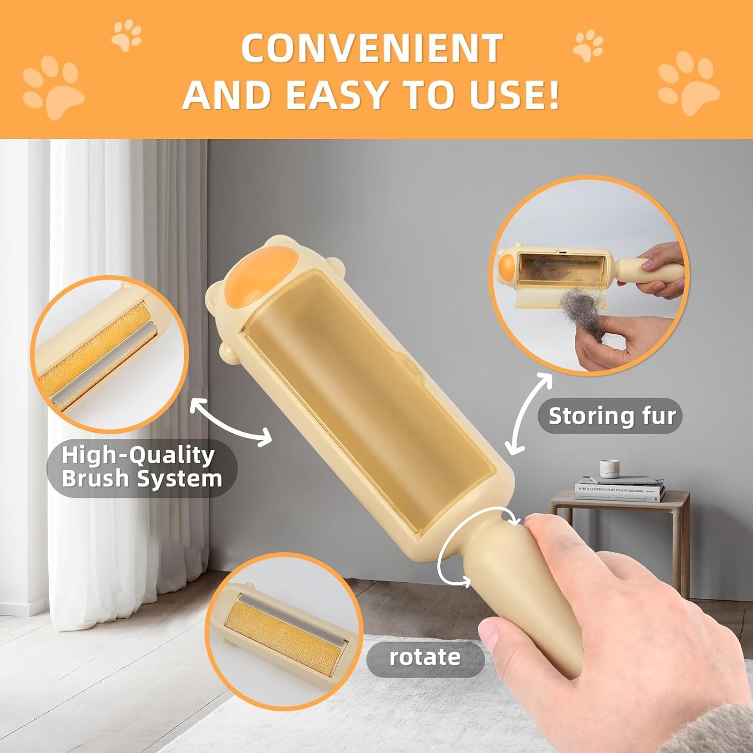 Pet Hair Remover with Self-Cleaning Base