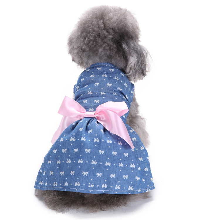 Pet Summer Dress with Bow Skirt
