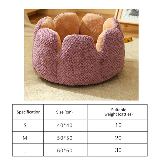 Flower-Shaped Soft Cat Bed for Small Dogs and Cats