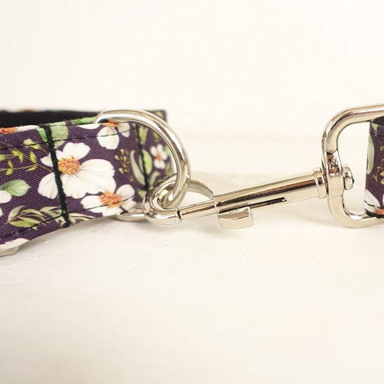 Stylish Dog Leash with Unique Design and Black Floral Pattern