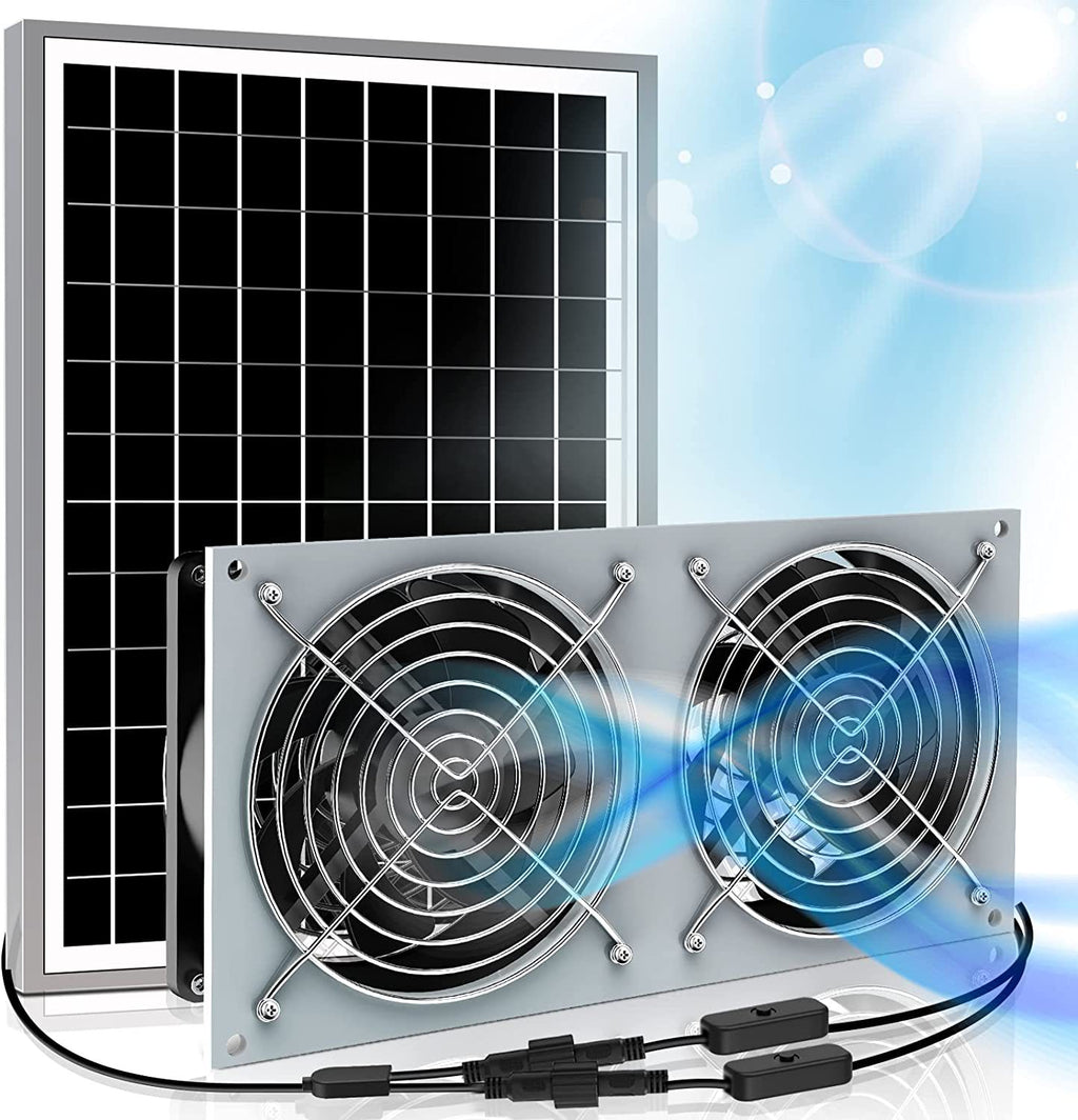 15W Solar Fan for Pet House with 2 DC Ventilators